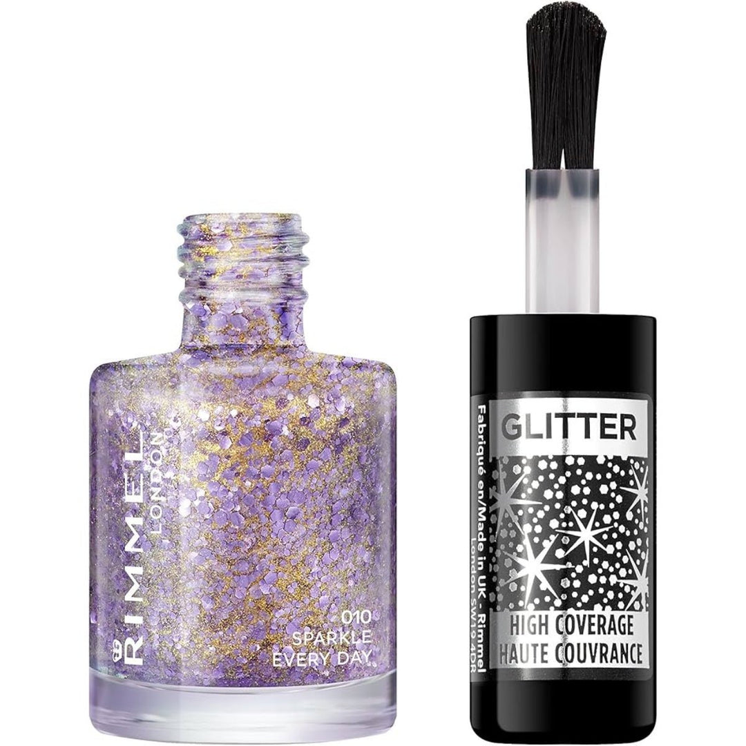 Rimmel Glitter Medium Coverage Nail Polish - 010 Sparkle Every Day - Branded Beauty