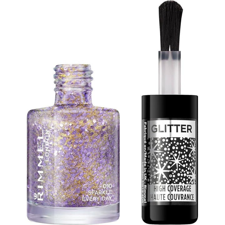 Rimmel Glitter Medium Coverage Nail Polish - 010 Sparkle Every Day - Branded Beauty