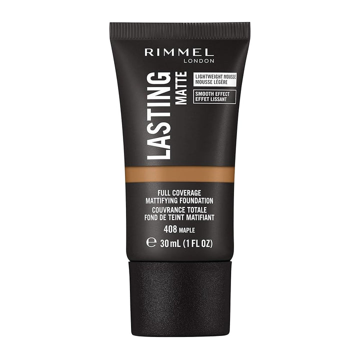 Rimmel Lasting Matte Foundation - 408 Maple - Branded Beauty