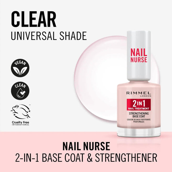 Rimmel Nail Nurse Base Coat Strengthener - Clear - Branded Beauty