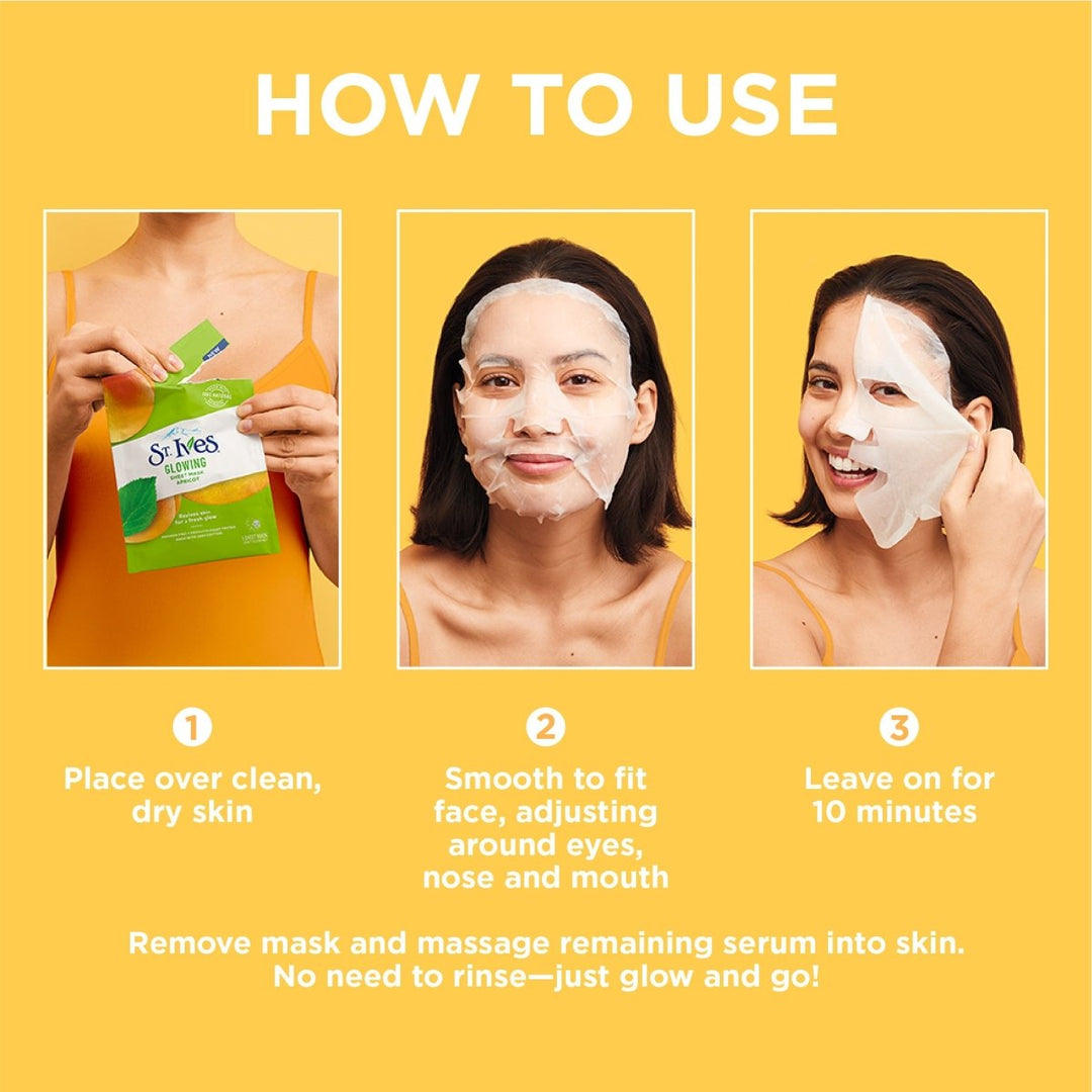 St. Ives Glowing Sheet Mask - Apricot - Branded Beauty