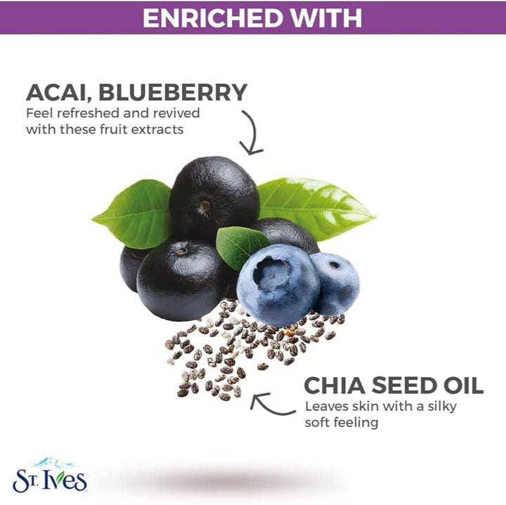 St. Ives Revitalising Sheet Mask - Acai, Blueberry & Chia Seed Oil - Branded Beauty