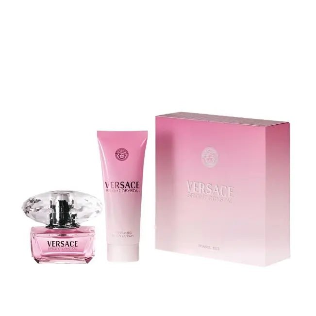 Versace Bright Crystal Set: EDT Spray 50ml + Body Lotion 100ml - Branded Beauty