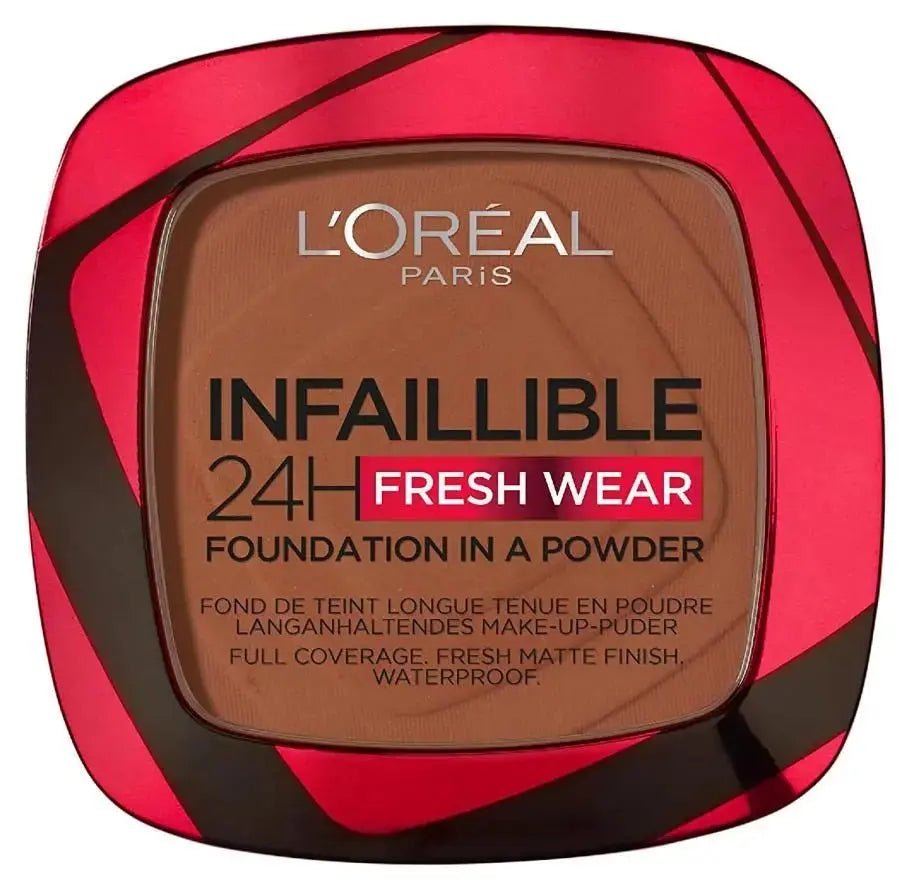 L'Oreal Infaillible 24H Fresh Wear Foundation Powder - 375 Deep Amber - Branded Beauty