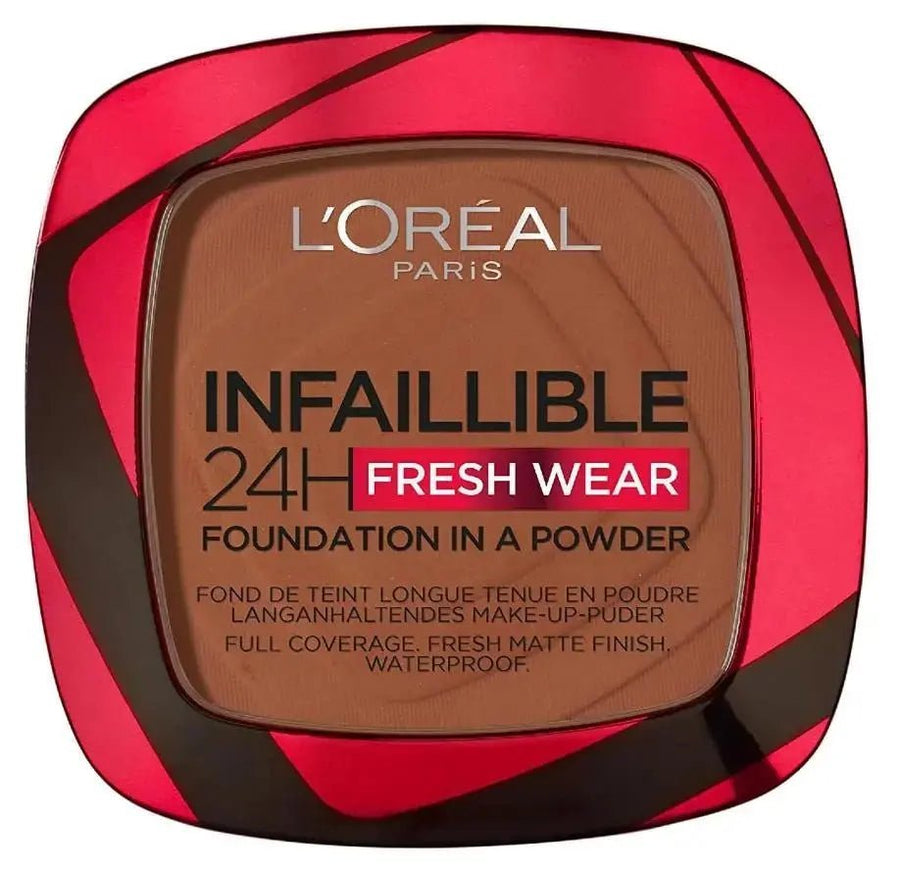 L'Oreal Infaillible 24H Fresh Wear Foundation Powder - 375 Deep Amber - Branded Beauty