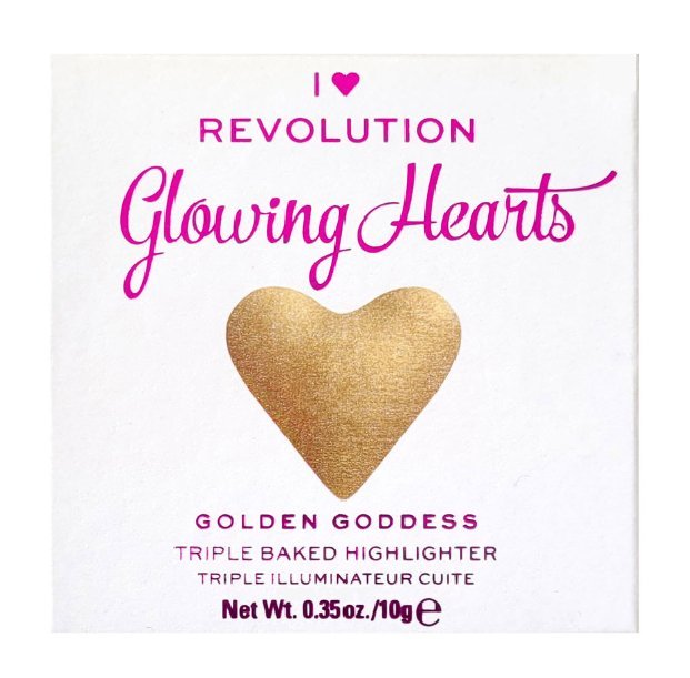 Revolution Glowing Hearts Golden Goddess Triple Baked Highlighter - Branded Beauty
